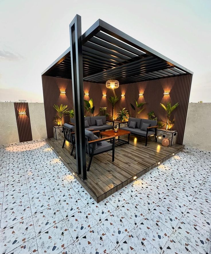 الجلسات والمظلات تنسيق حدائق في الرياض – تصميم حديقة مودرن