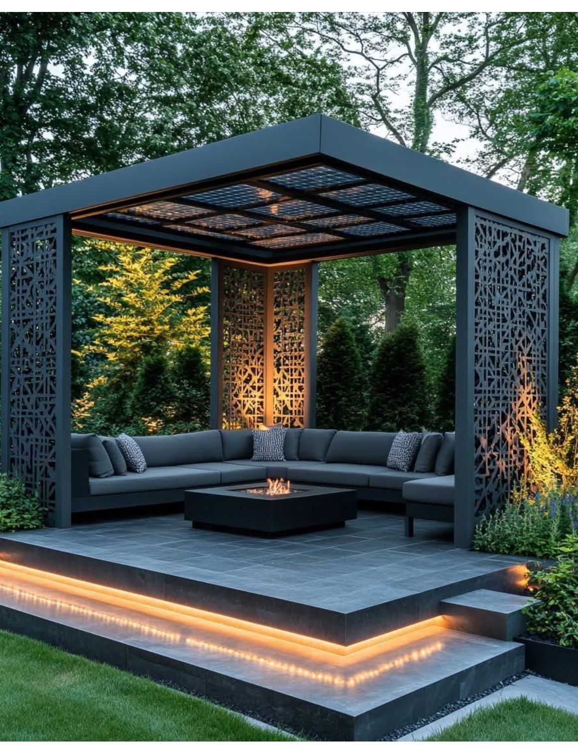 الجلسات والمظلات تنسيق حدائق في الرياض – تصميم حديقة مودرن