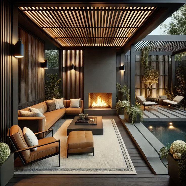 الجلسات والمظلات تنسيق حدائق في الرياض – تصميم حديقة مودرن