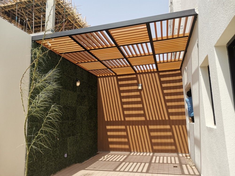 الجلسات والمظلات تنسيق حدائق في الرياض – تصميم حديقة مودرن