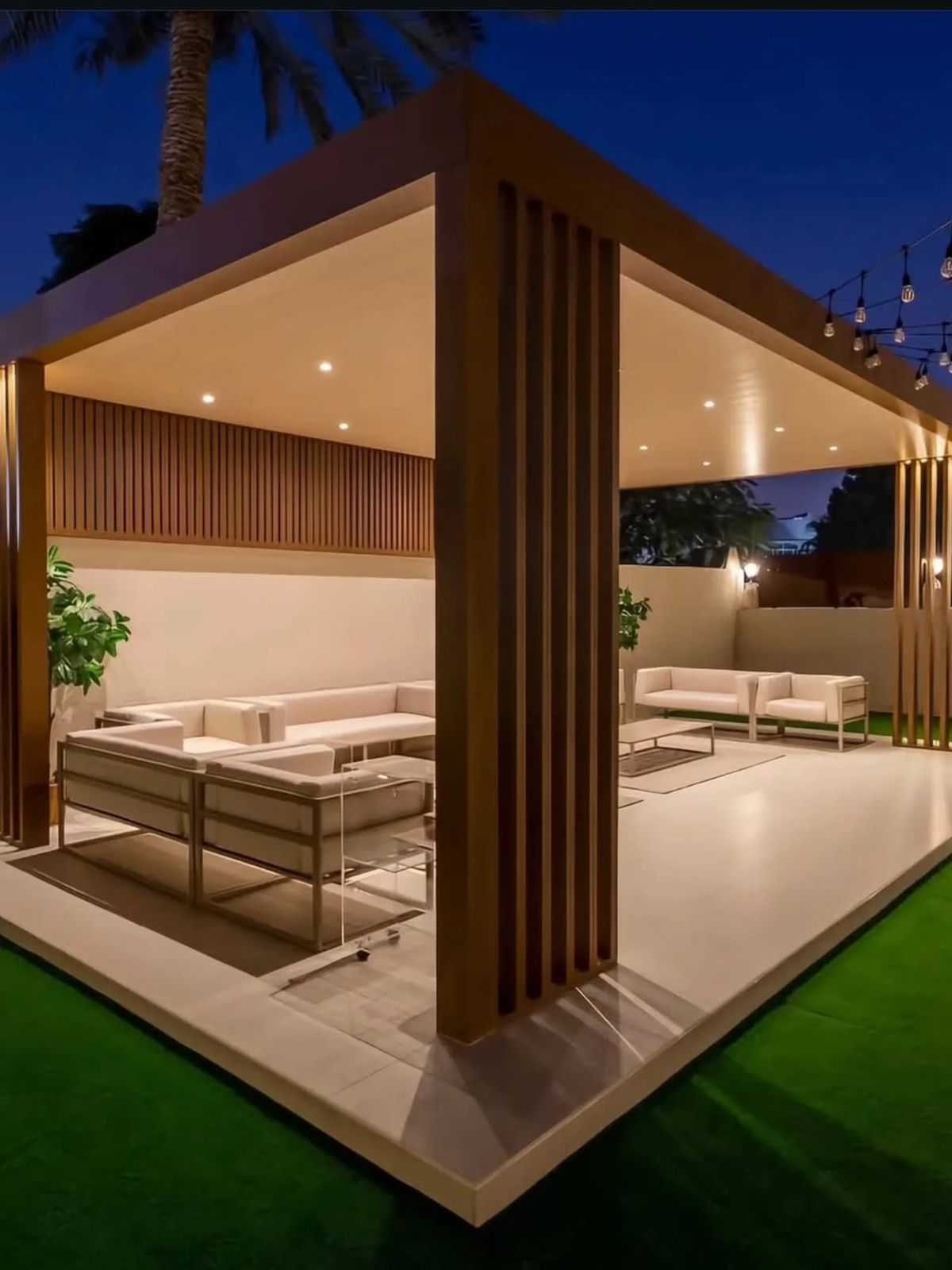 الجلسات والمظلات تنسيق حدائق في الرياض – تصميم حديقة مودرن