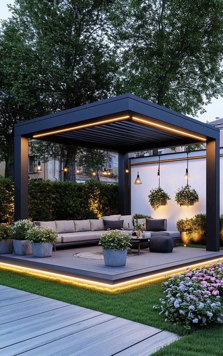 الجلسات والمظلات تنسيق حدائق في الرياض – تصميم حديقة مودرن